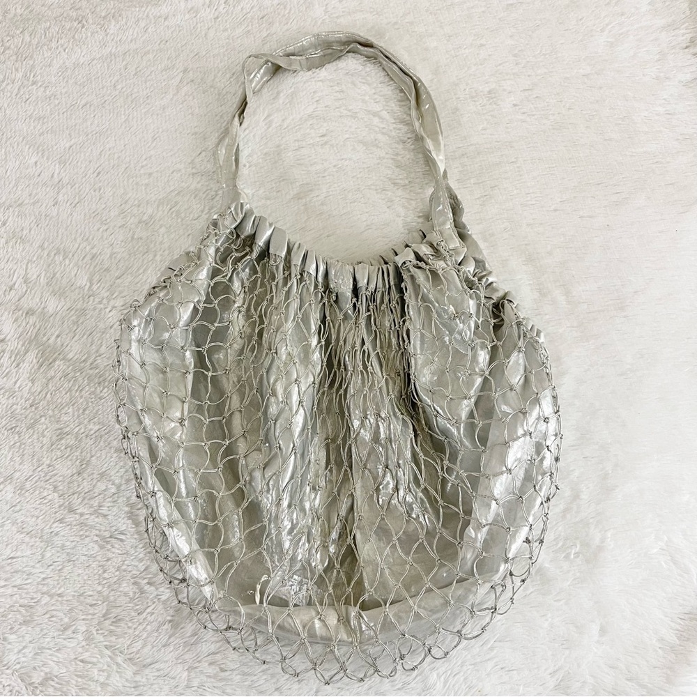 Jeffrey Lawrence for Lawrence Bentley Silver Fishnet Farmer Bag